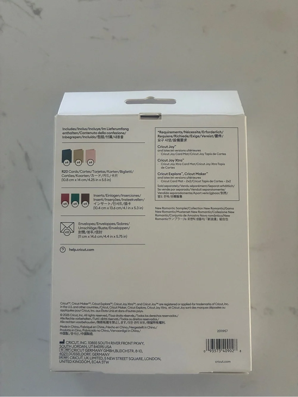 Cricut Insert Cards New Romantic Sampler R20 12 Count 4.25 x 5.5 New